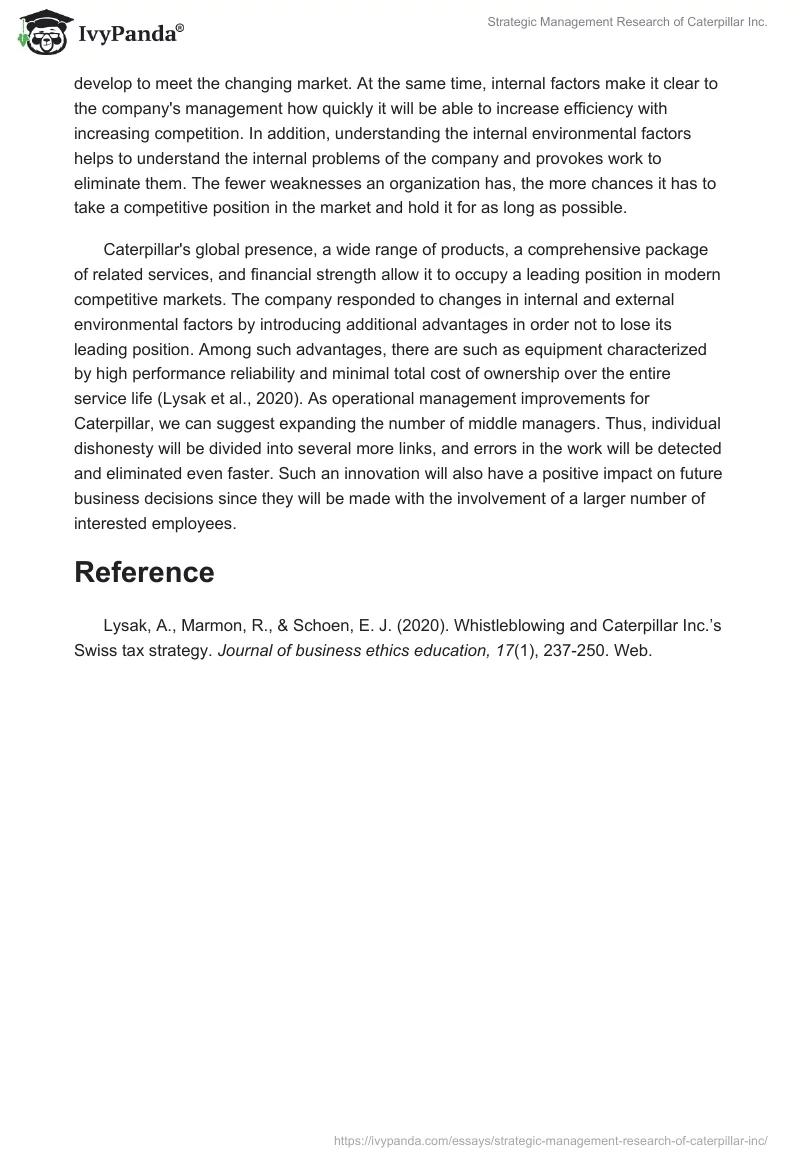 Strategic Management Research of Caterpillar Inc.. Page 2