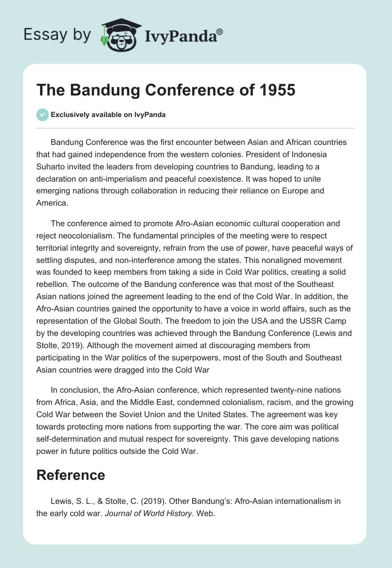 The Bandung Conference of 1955. Page 1