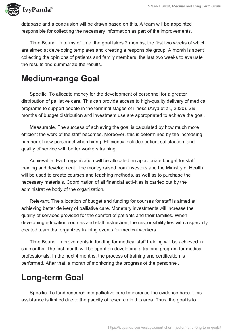 SMART Short, Medium and Long Term Goals. Page 2