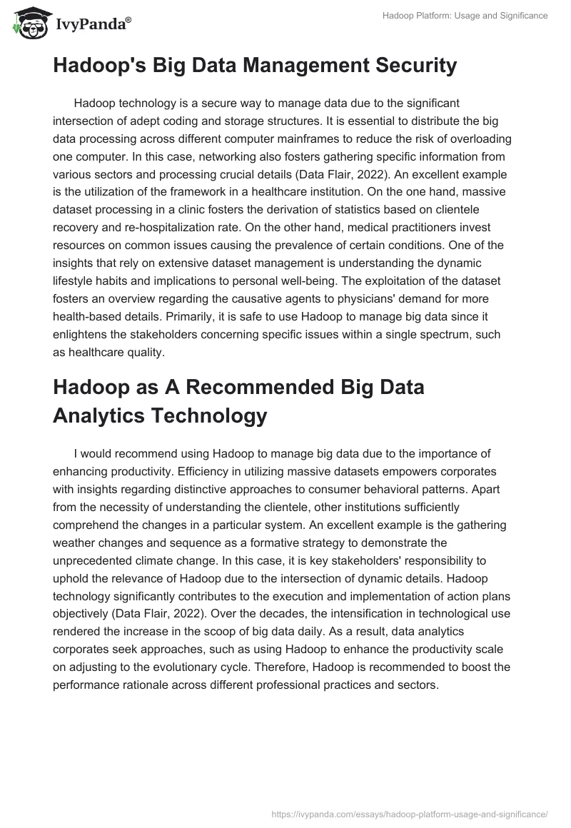 Hadoop Platform: Usage and Significance. Page 2