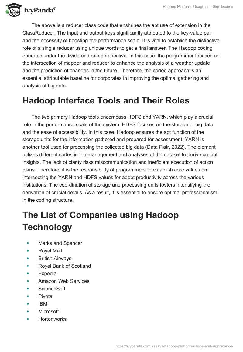 Hadoop Platform: Usage and Significance. Page 4