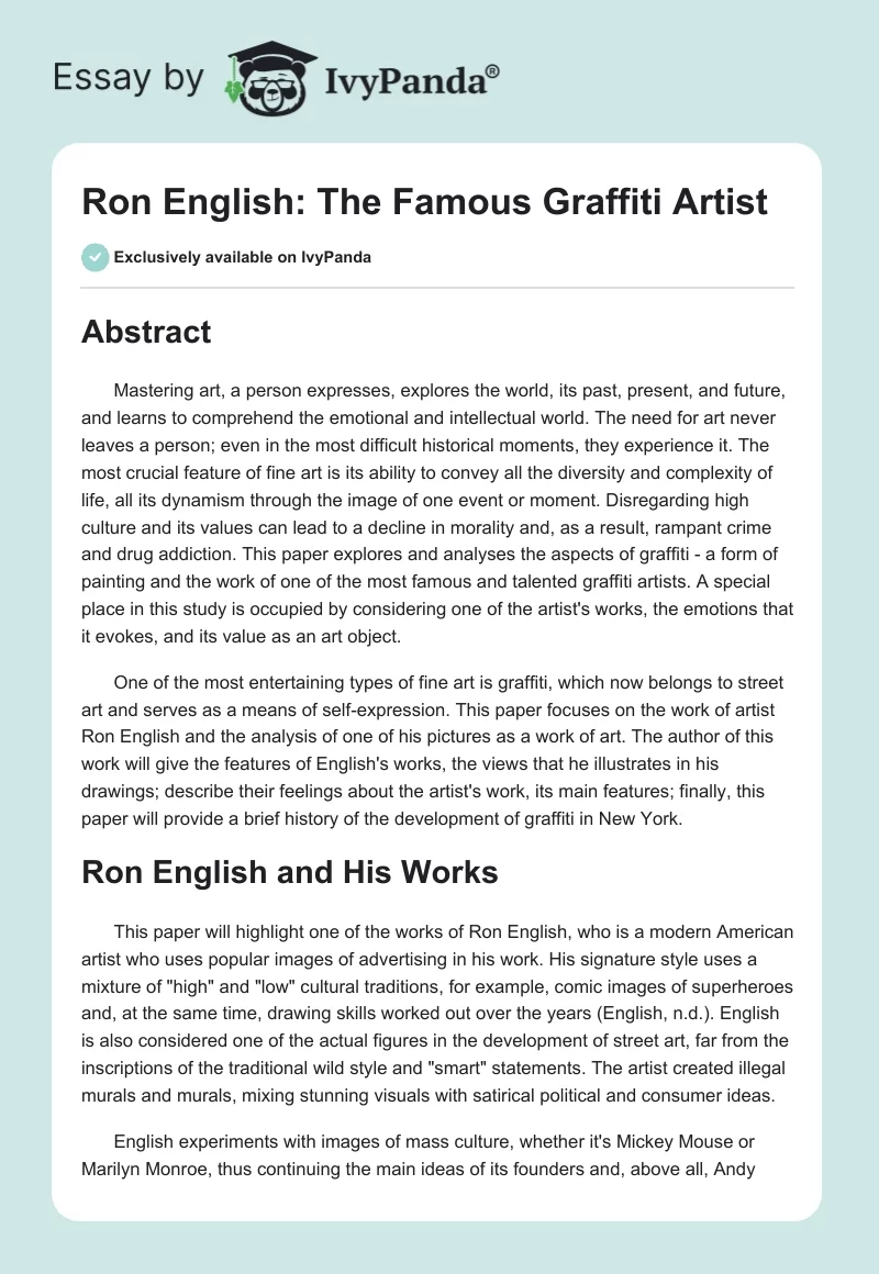 Ron English: The Famous Graffiti Artist. Page 1