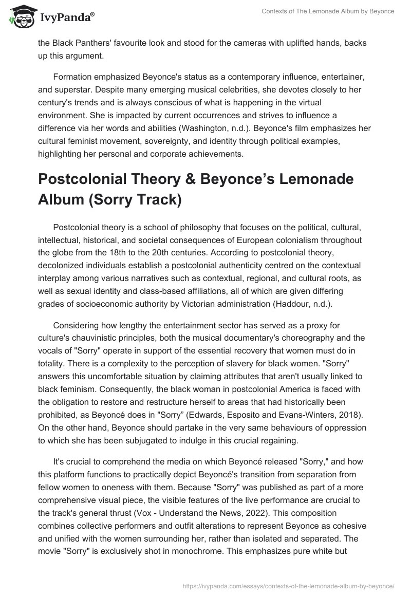 Contexts of The Lemonade Album by Beyonce. Page 4
