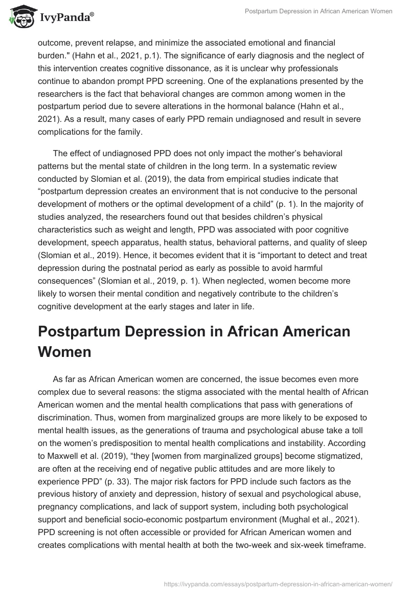 Postpartum Depression in African American Women. Page 2