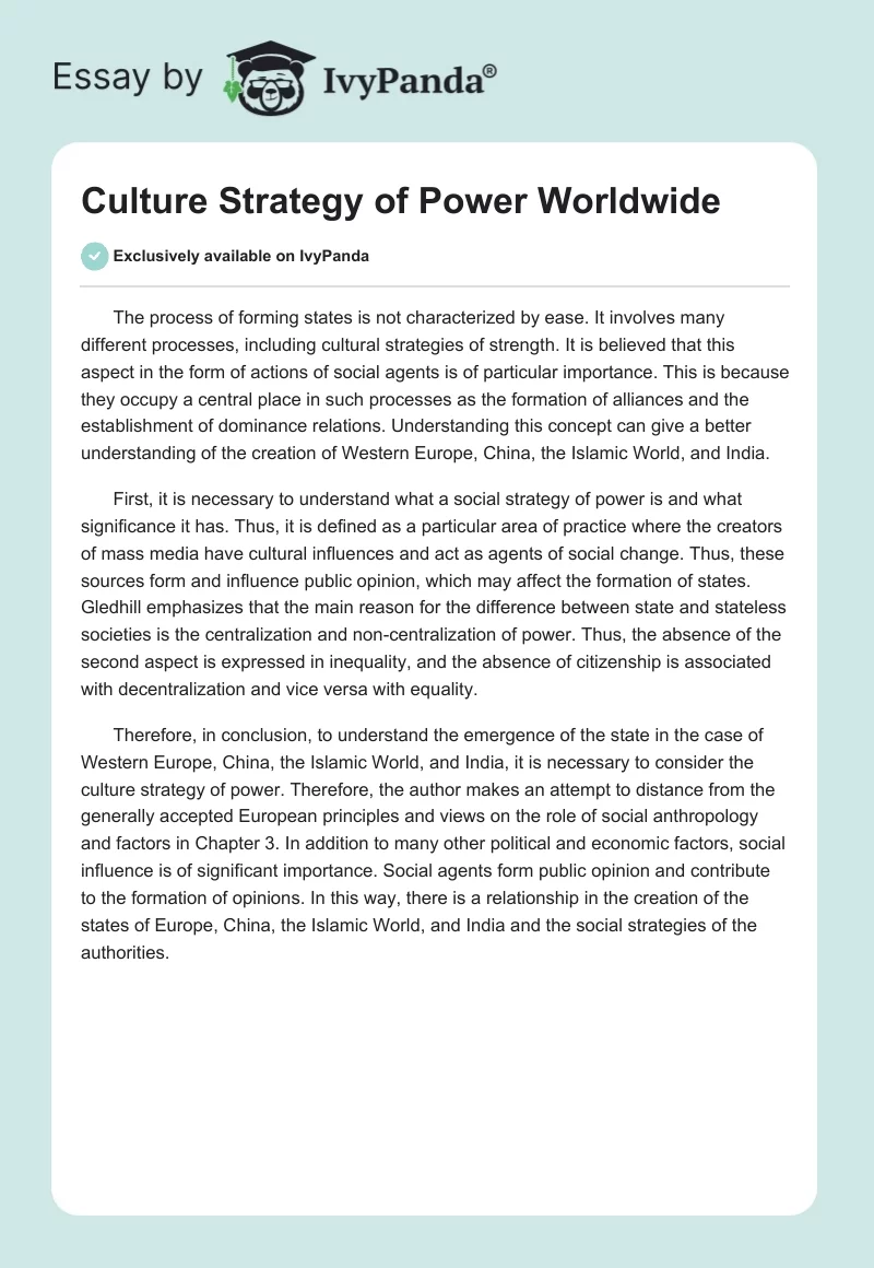 Culture Strategy of Power Worldwide. Page 1