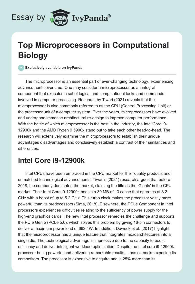 Top Microprocessors in Computational Biology. Page 1
