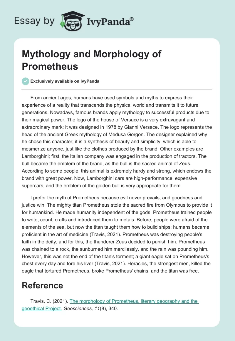 Mythology and Morphology of Prometheus. Page 1