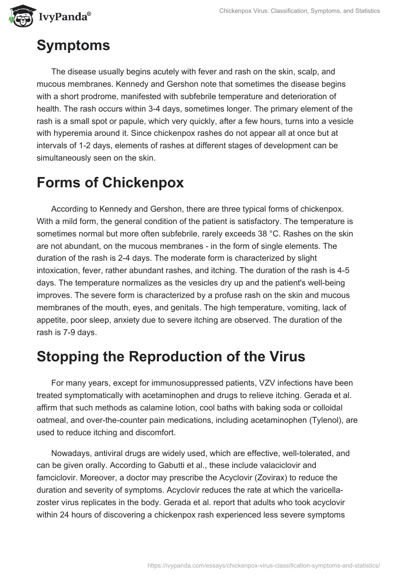 Chickenpox Virus: Classification, Symptoms, and Statistics. Page 2