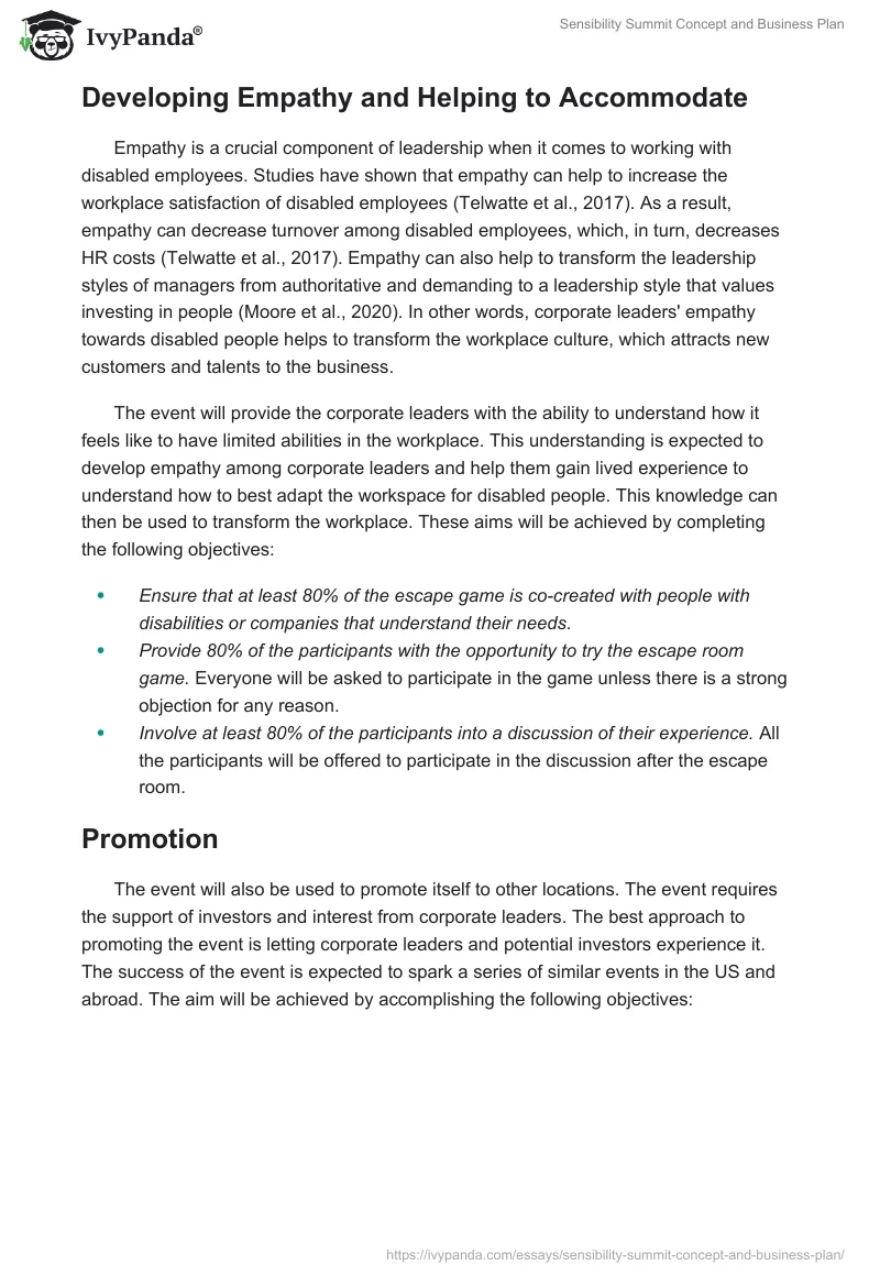 "Sensibility Summit" Concept and Business Plan. Page 4
