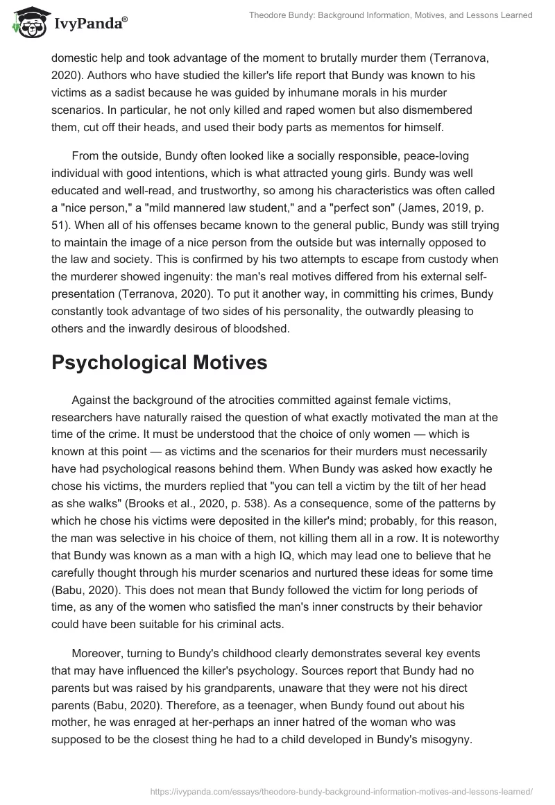 Theodore Bundy: Background Information, Motives, and Lessons Learned. Page 2