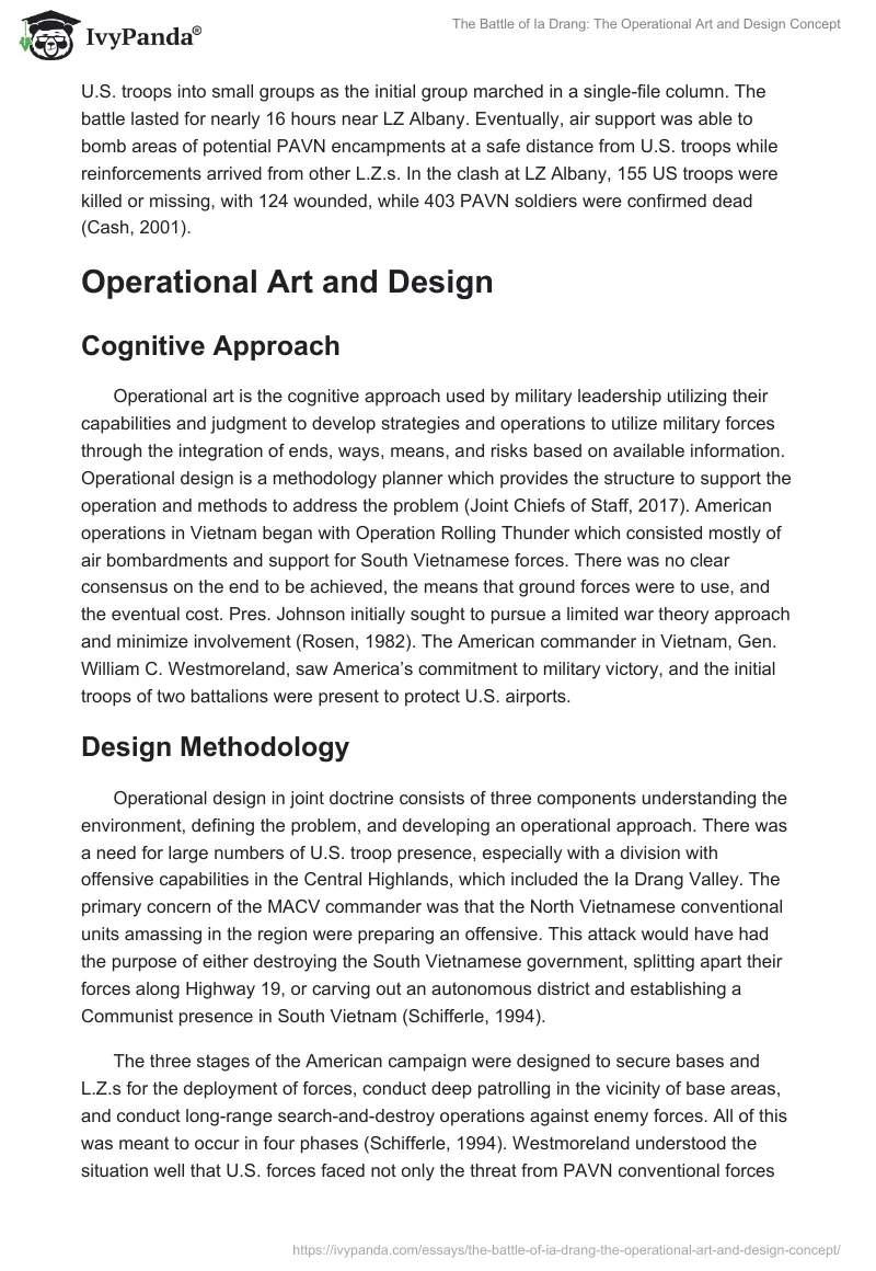 The Battle of Ia Drang: The Operational Art and Design Concept. Page 2