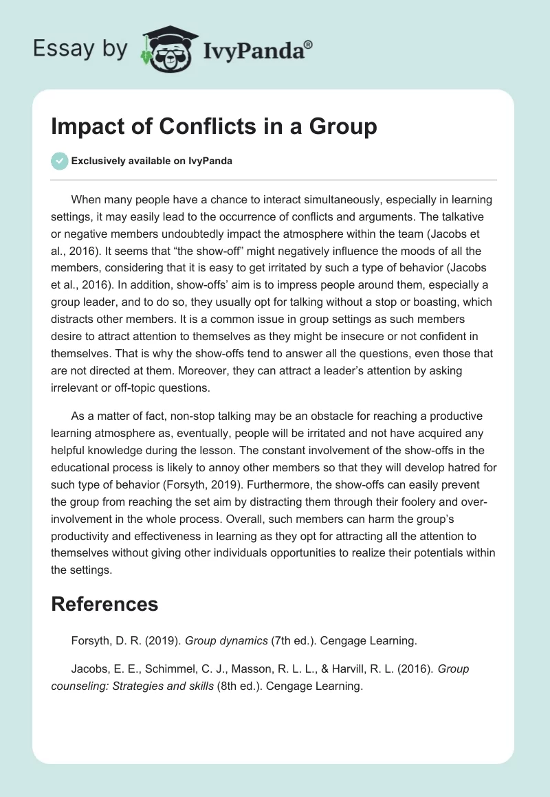 Impact of Conflicts in a Group. Page 1