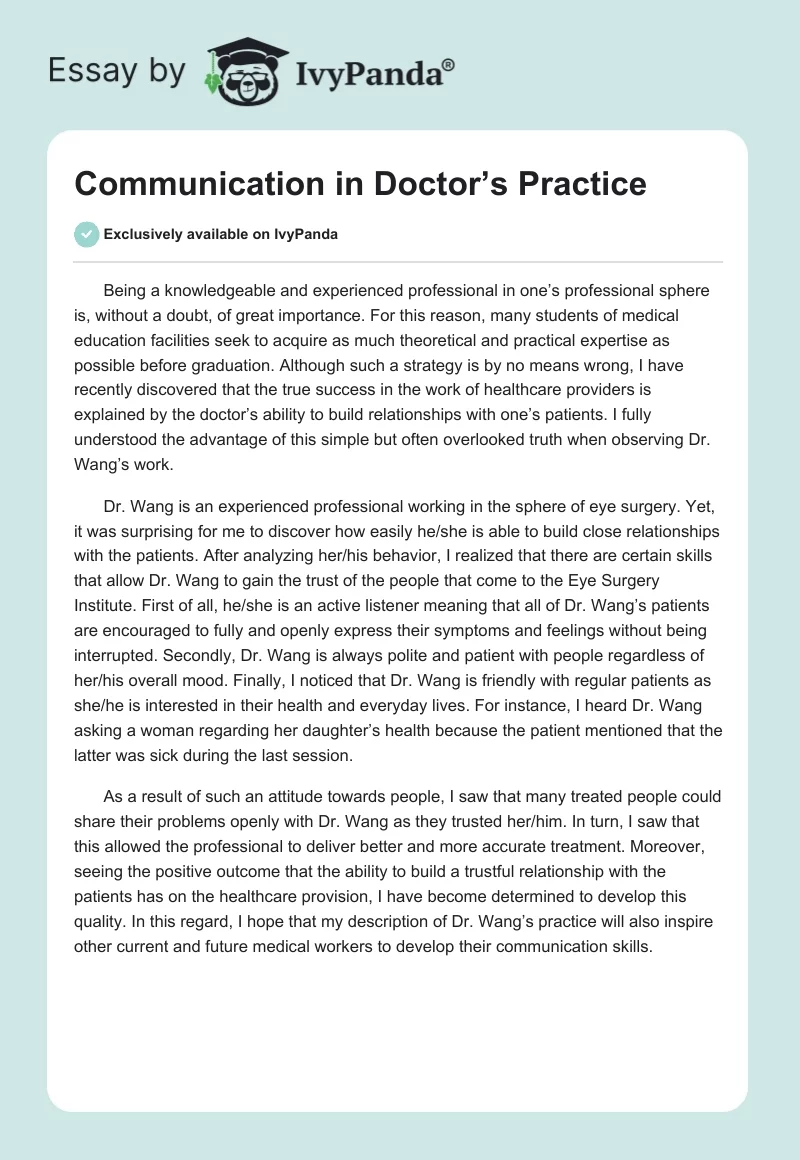 Communication in Doctor’s Practice. Page 1