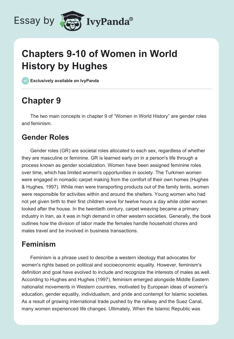 Chapters 9-10 of Women in World History by Hughes. Page 1
