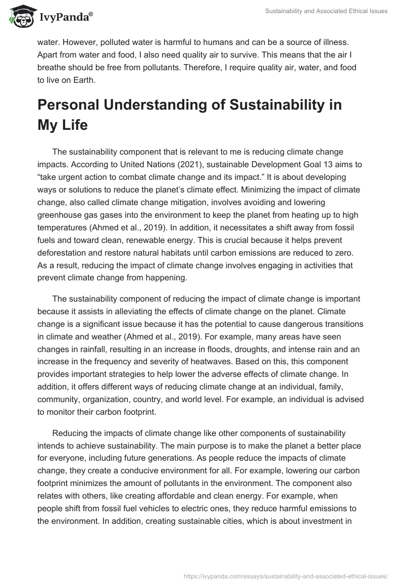 Sustainability and Associated Ethical Issues. Page 2