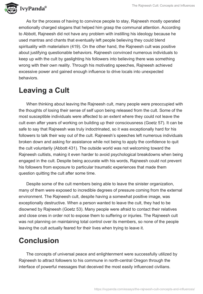 The Rajneesh Cult: Concepts and Influences. Page 2