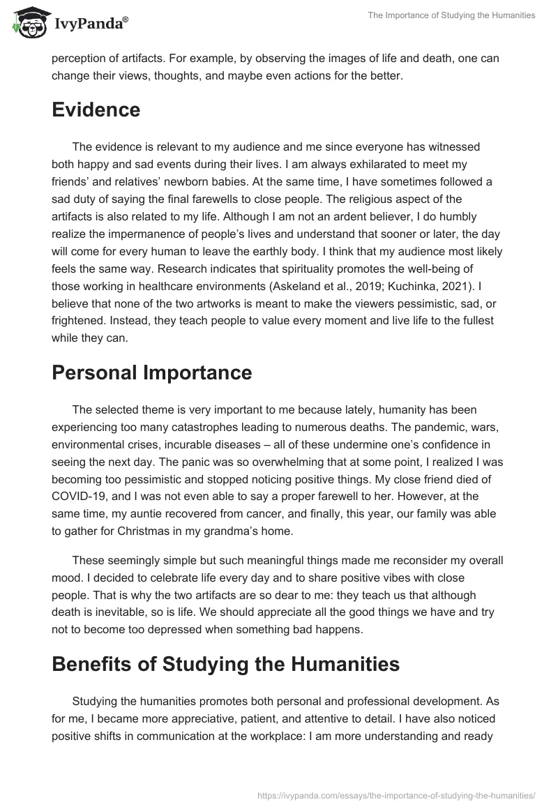 The Importance of Studying the Humanities. Page 2
