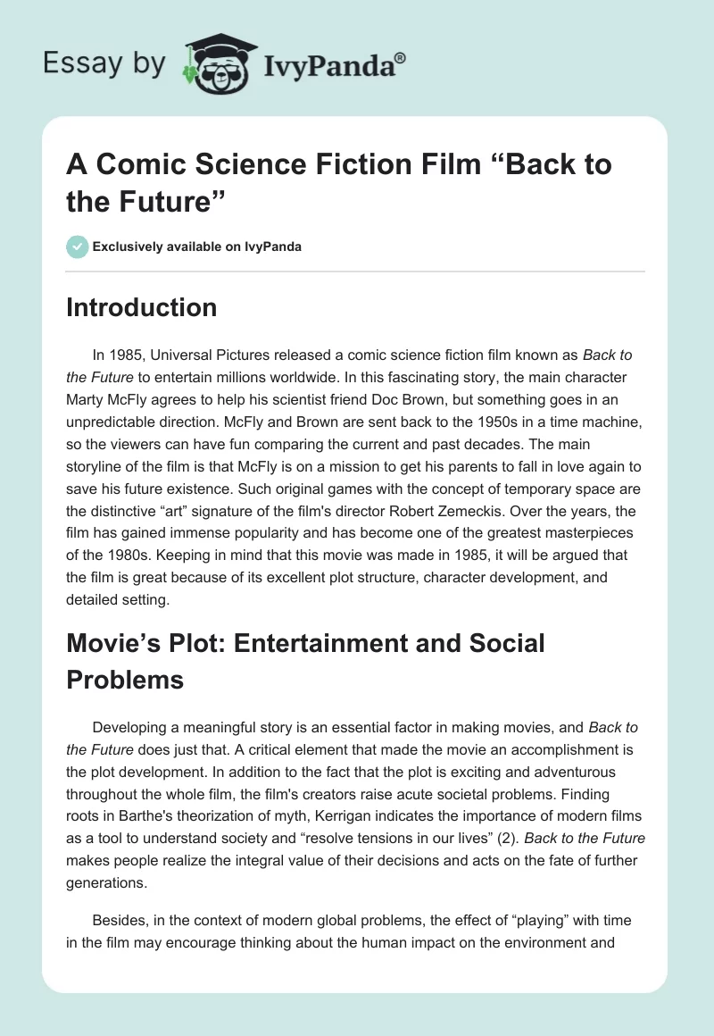 A Comic Science Fiction Film “Back to the Future”. Page 1