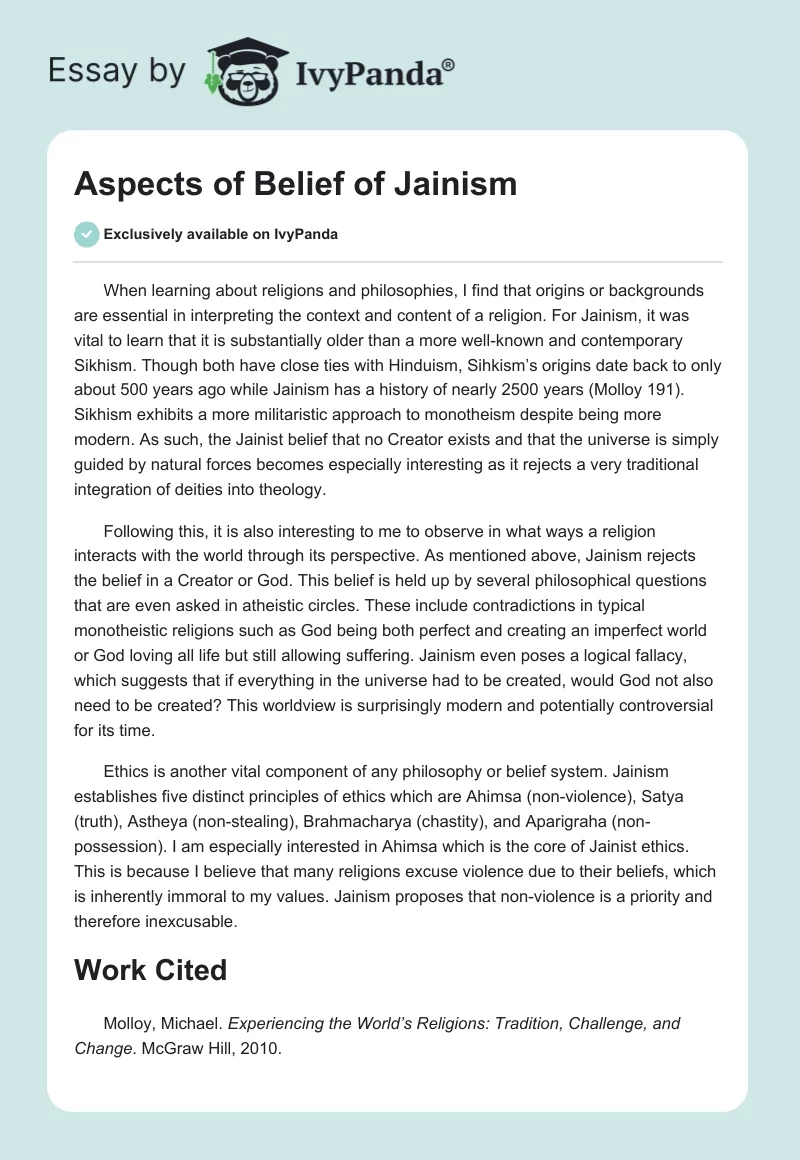 Aspects of Belief of Jainism. Page 1