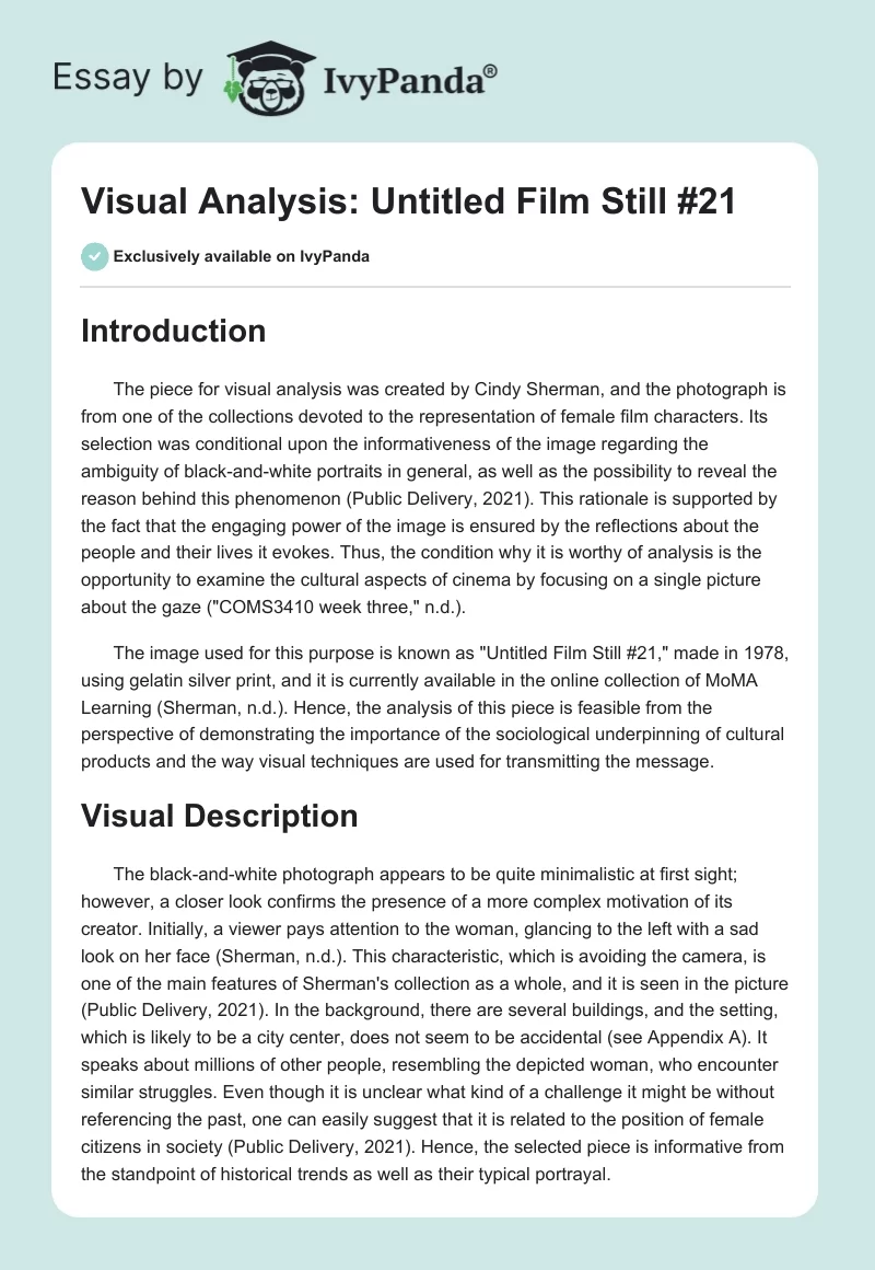 Visual Analysis: Untitled Film Still #21. Page 1