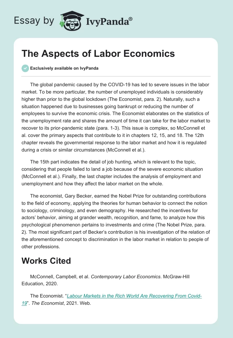 The Aspects of Labor Economics. Page 1