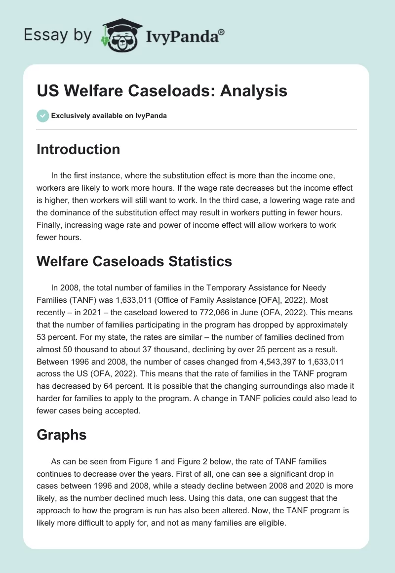 US Welfare Caseloads: Analysis. Page 1