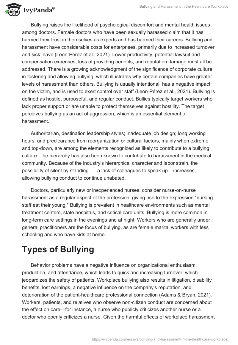 Bullying and Harassment in the Healthcare Workplace. Page 2