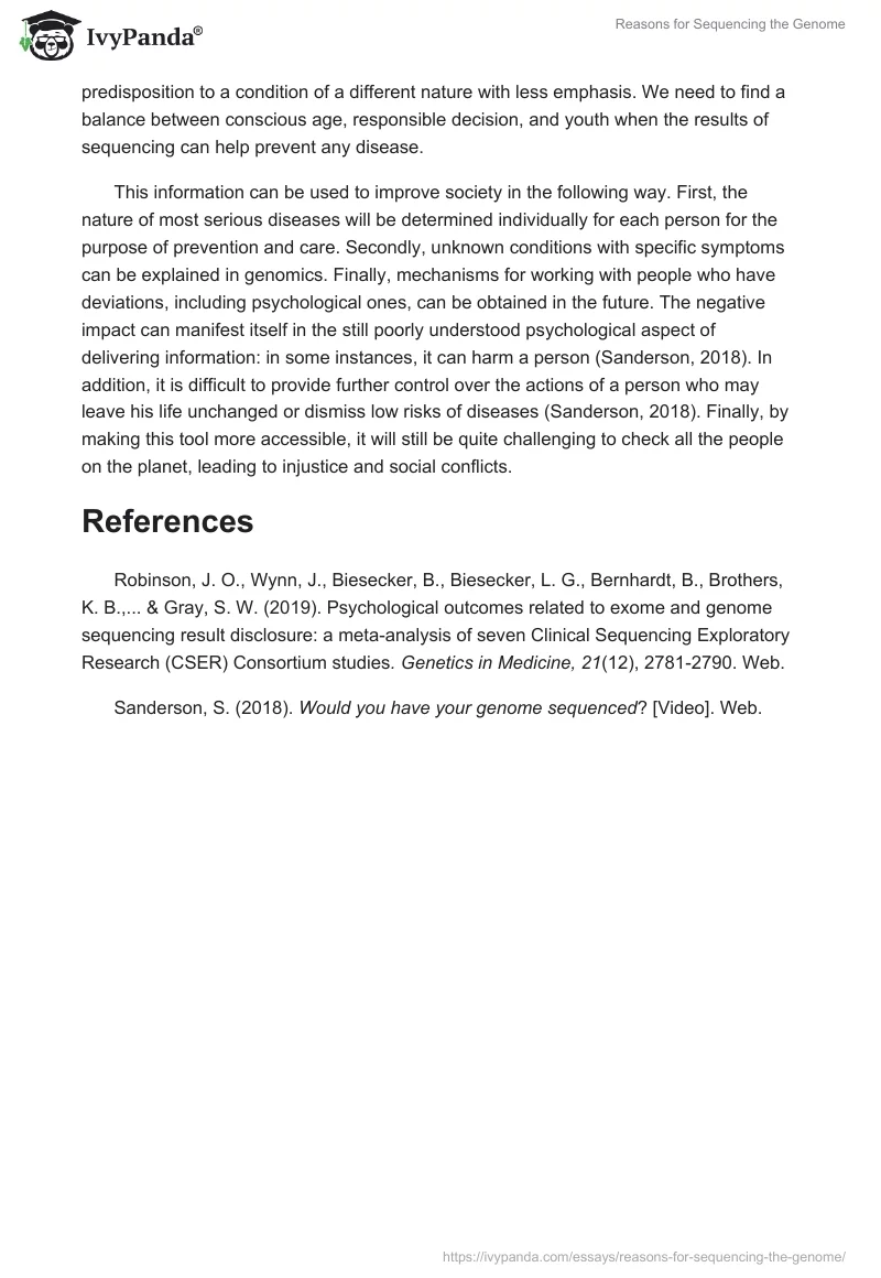 Reasons for Sequencing the Genome. Page 2