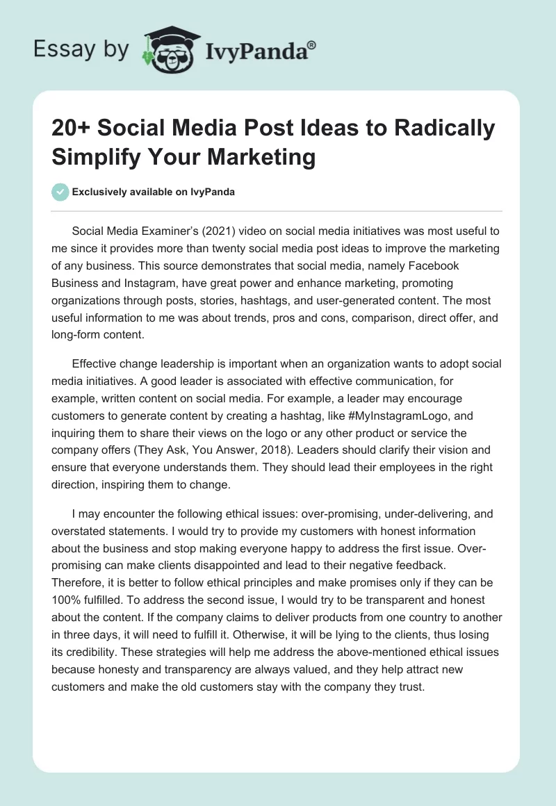 20+ Social Media Post Ideas to Radically Simplify Your Marketing. Page 1