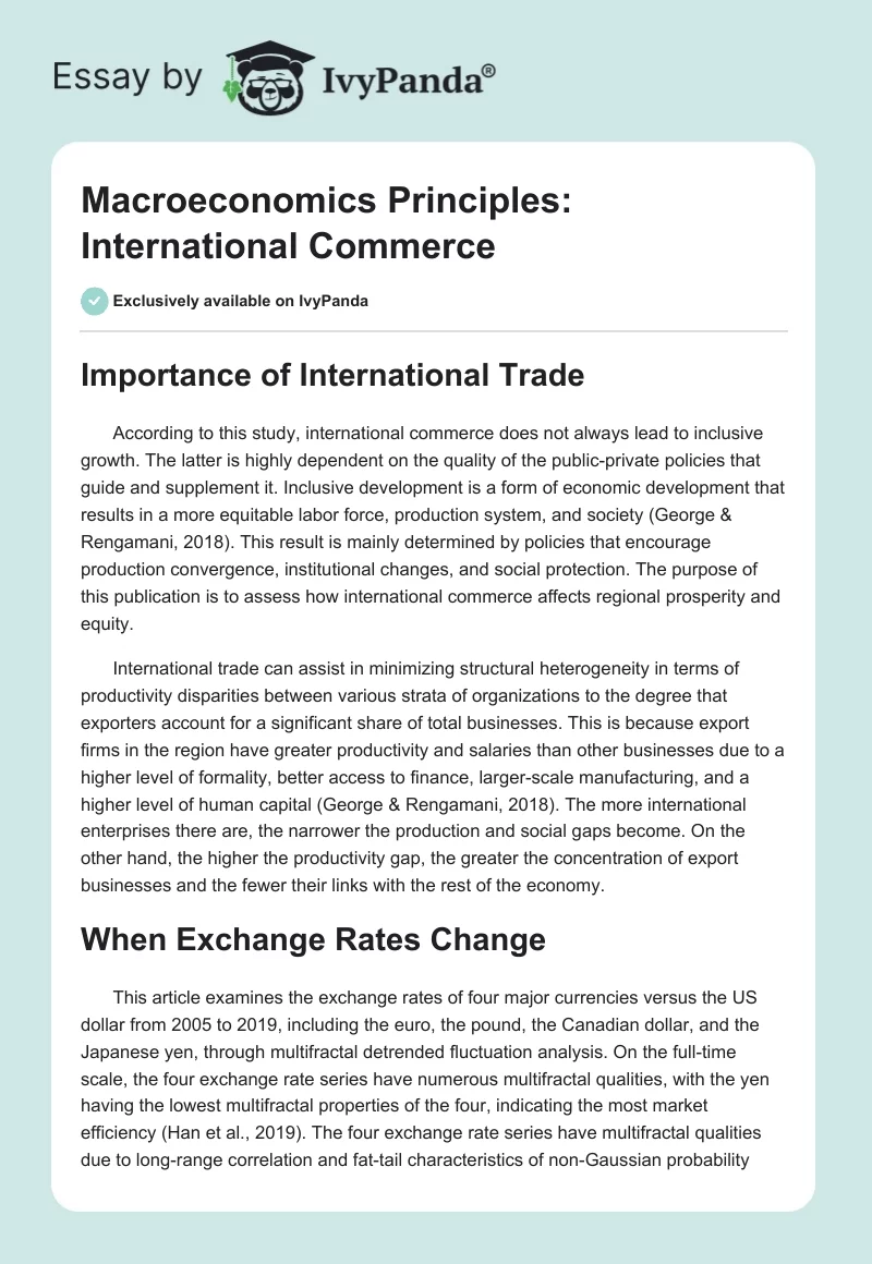 Macroeconomics Principles: International Commerce - 635 Words | Essay ...