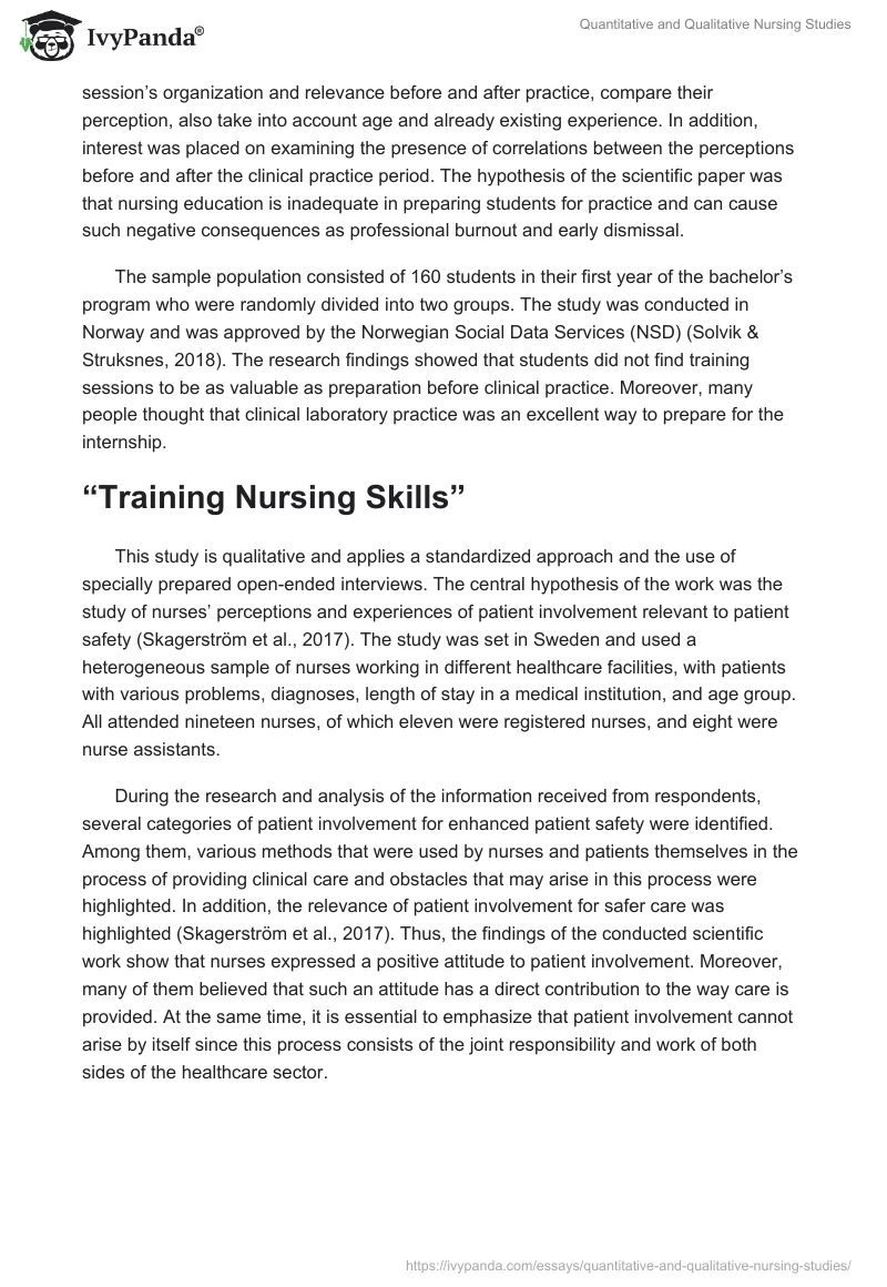 Quantitative and Qualitative Nursing Studies. Page 2