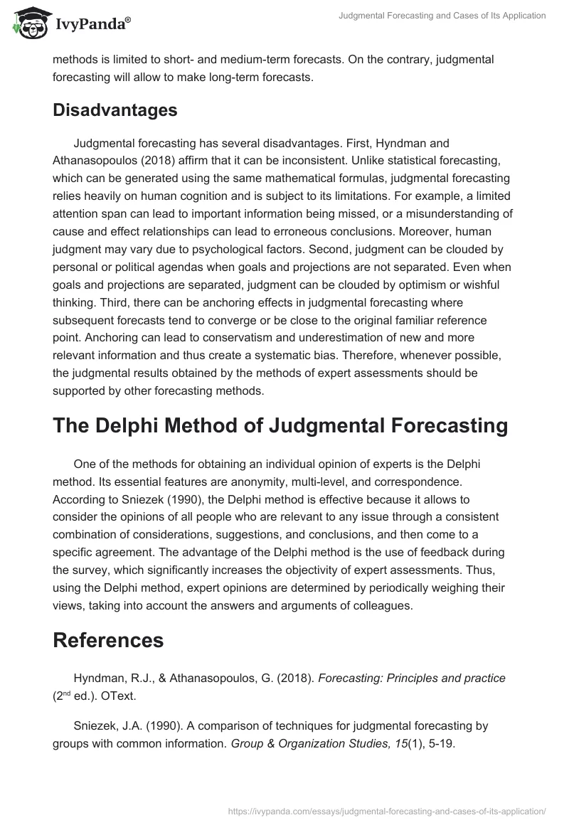 Judgmental Forecasting and Cases of Its Application. Page 3
