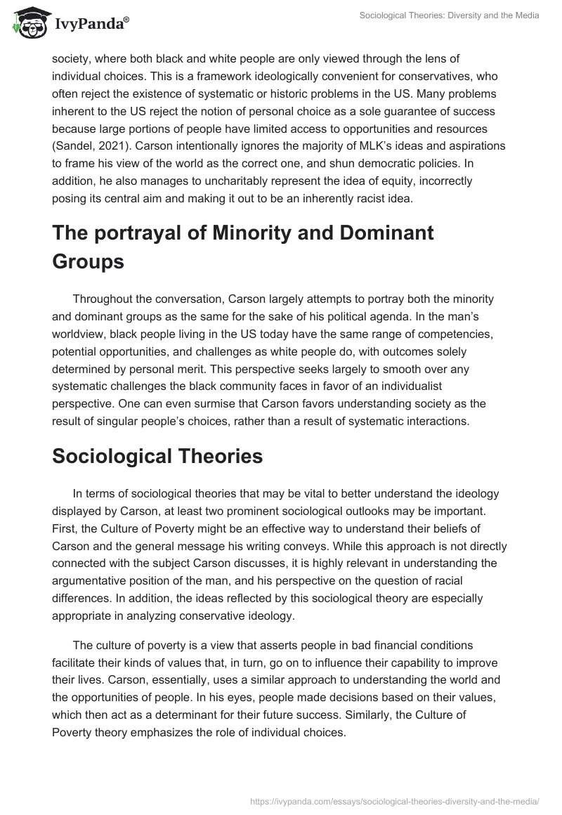 Sociological Theories: Diversity and the Media. Page 2