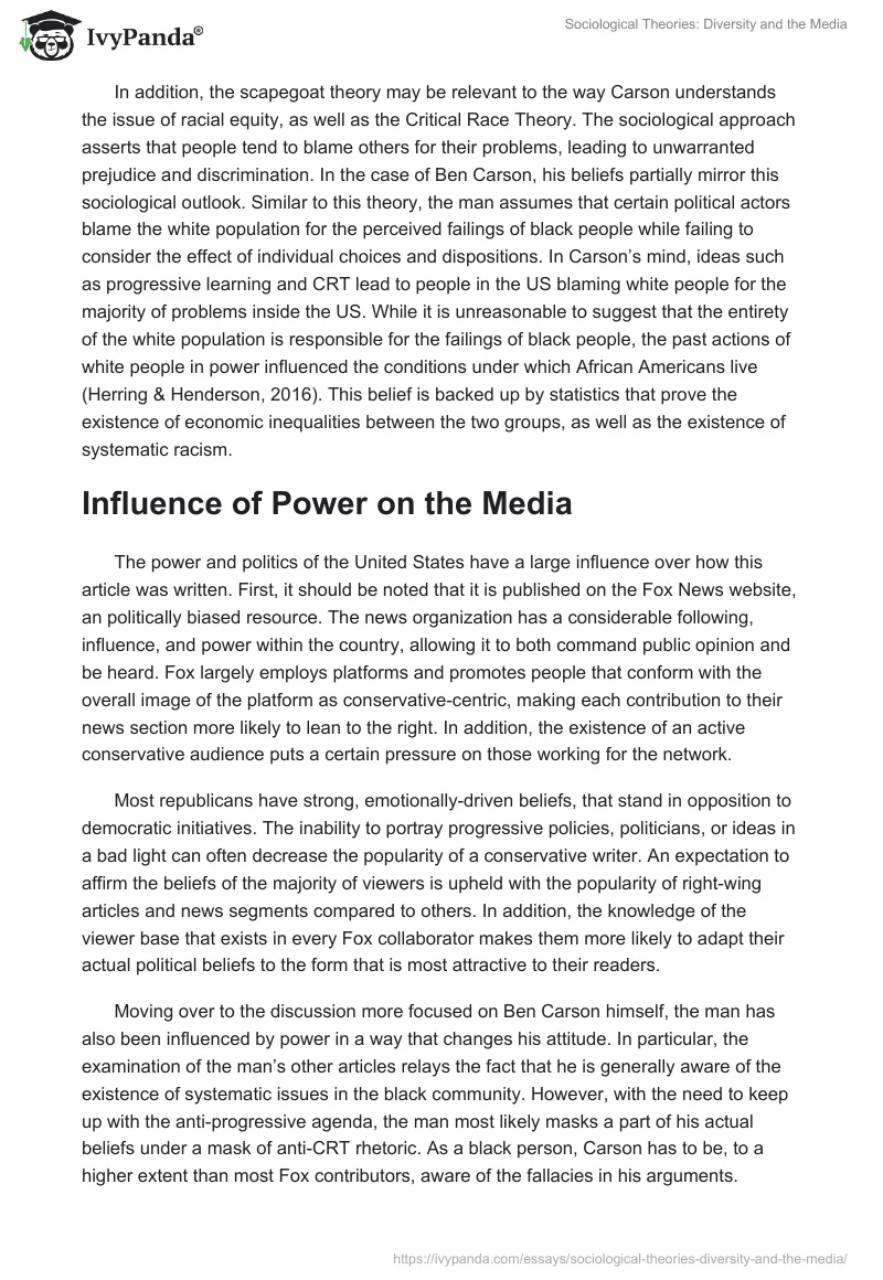 Sociological Theories: Diversity and the Media. Page 3