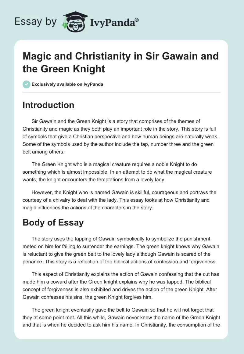 Magic and Christianity in "Sir Gawain and the Green Knight". Page 1