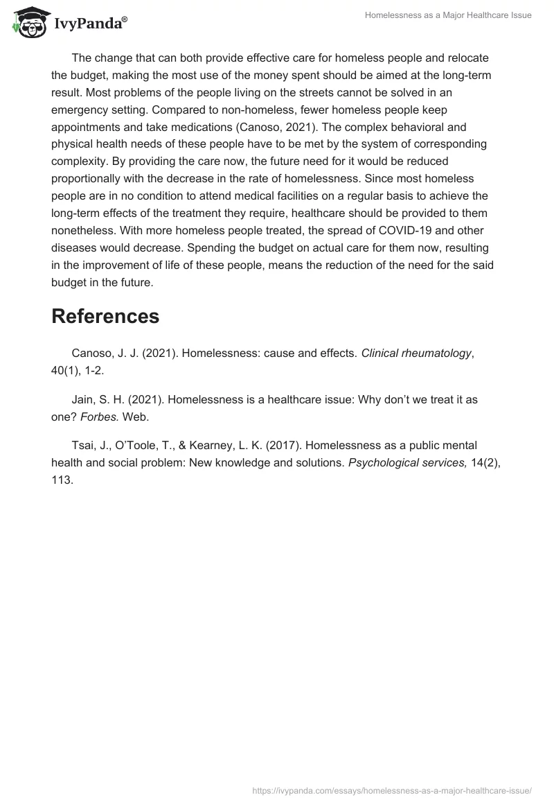 Homelessness as a Major Healthcare Issue. Page 2