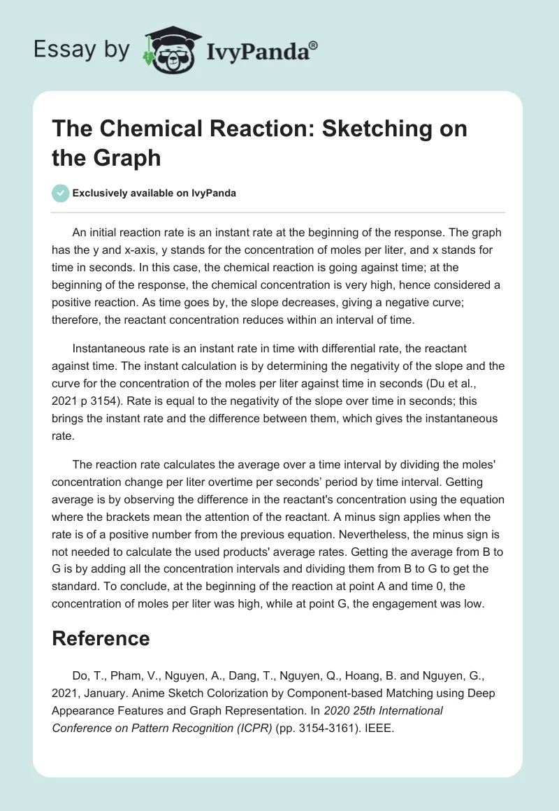 The Chemical Reaction: Sketching on the Graph. Page 1