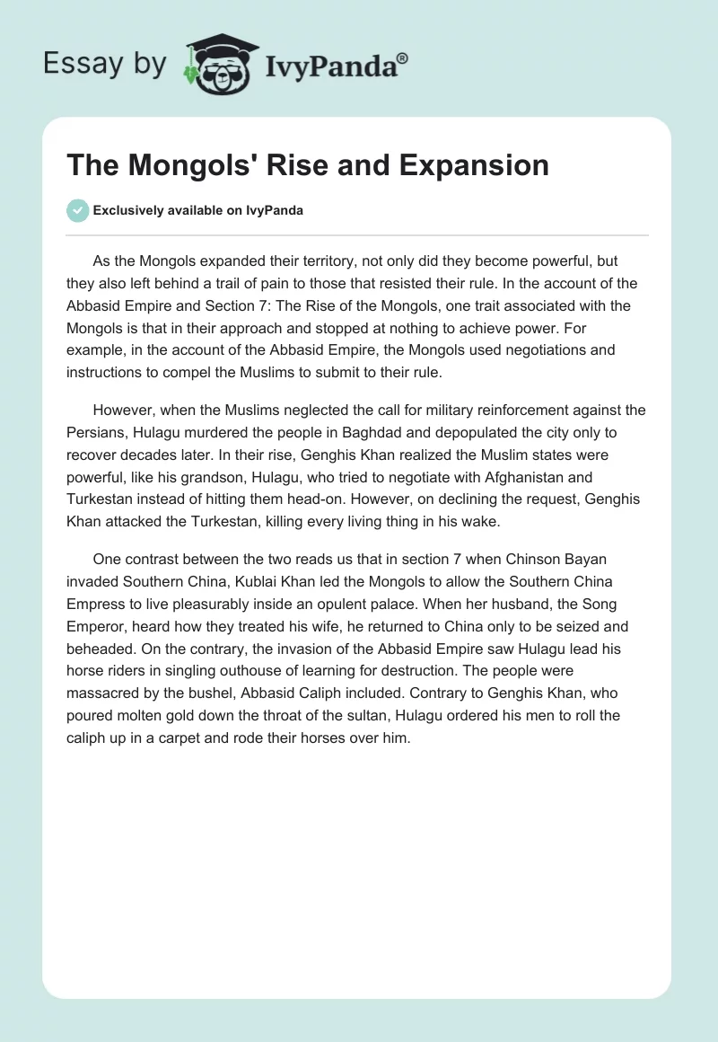 The Mongols' Rise and Expansion. Page 1