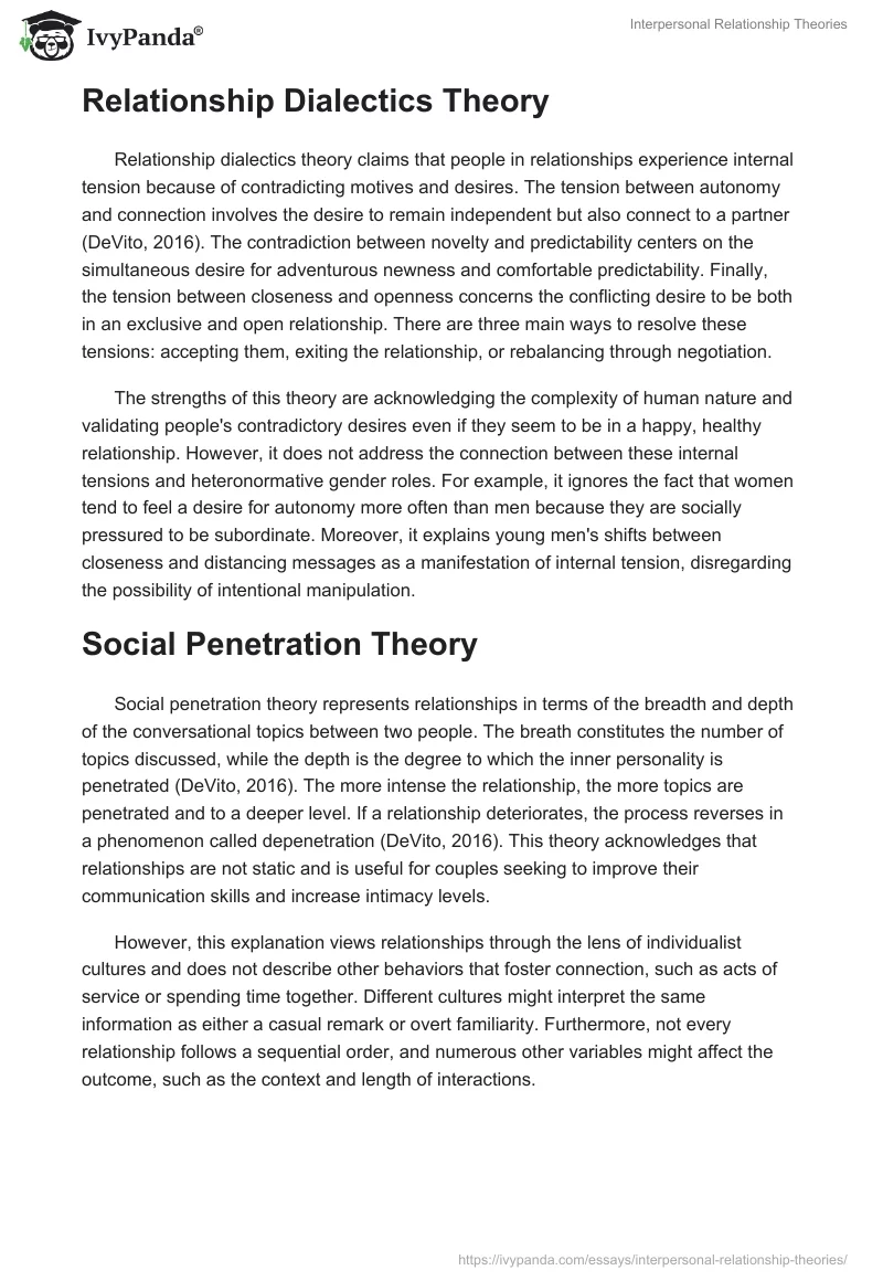 interpersonal relations theory essay
