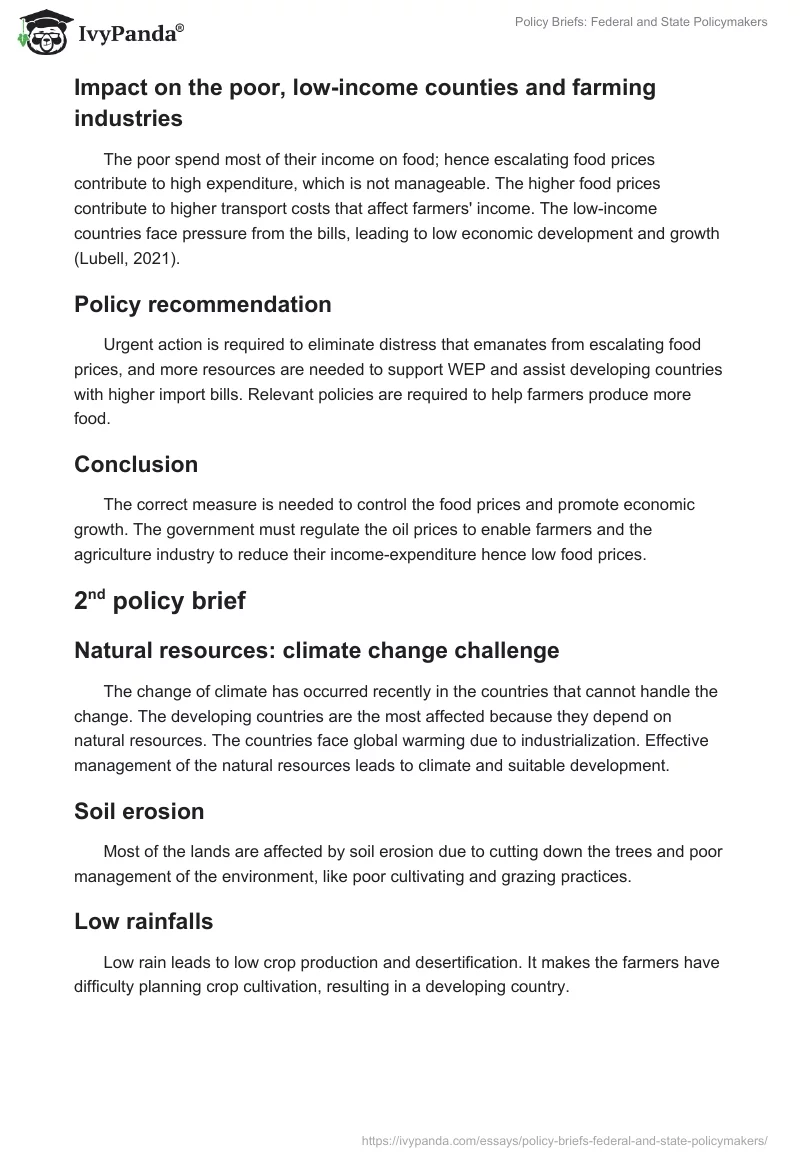 Policy Briefs: Federal and State Policymakers. Page 2