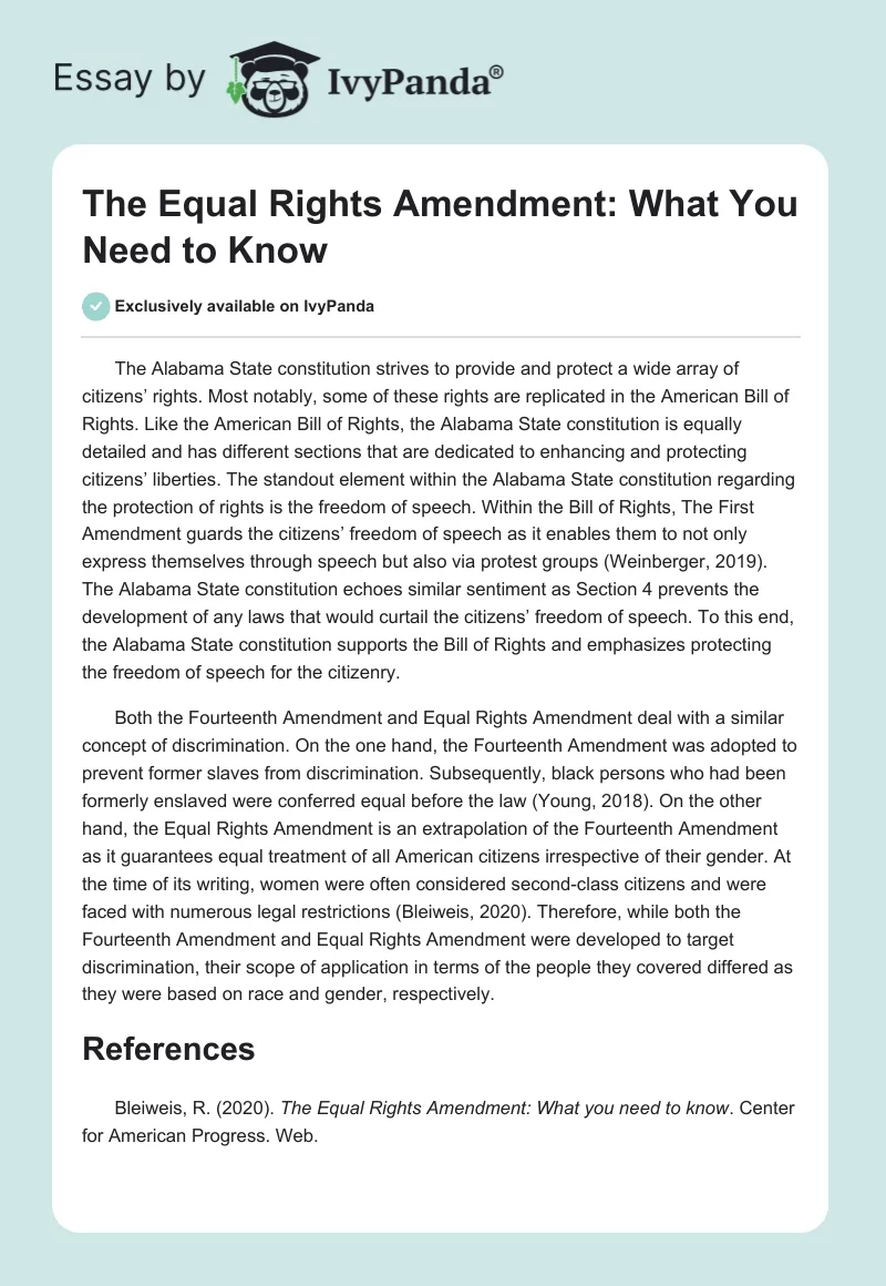 The Equal Rights Amendment: What You Need to Know. Page 1