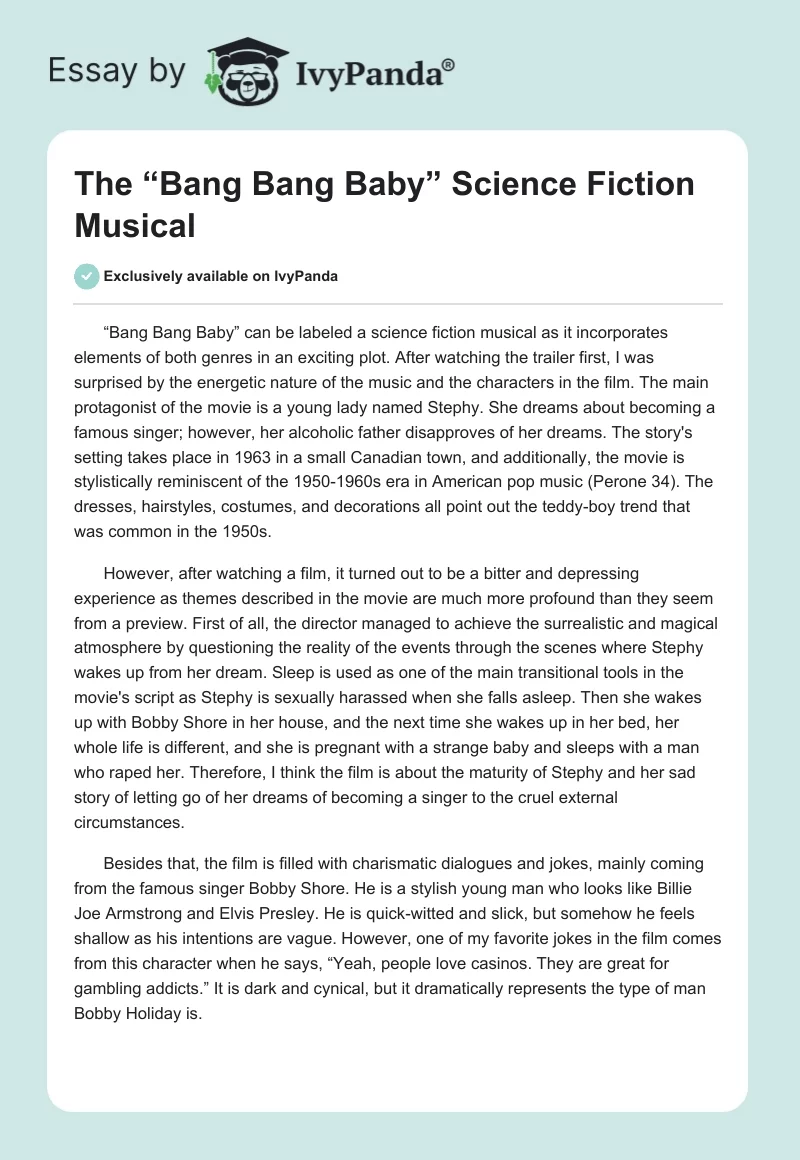 The “Bang Bang Baby” Science Fiction Musical. Page 1