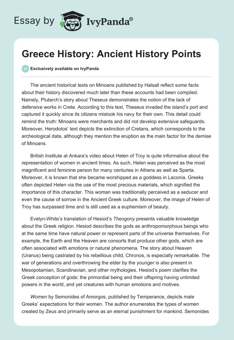 Greece History: Ancient History Points. Page 1