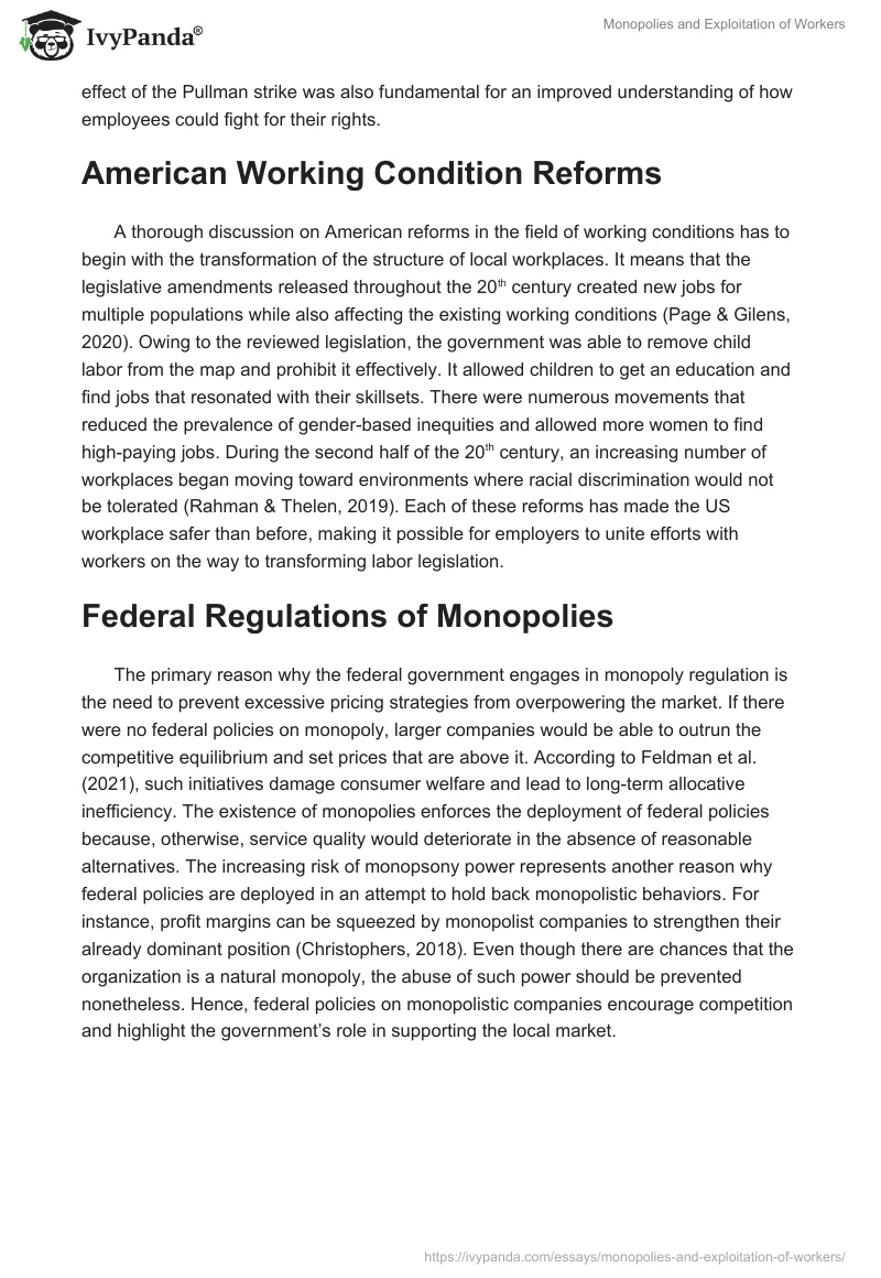 Monopolies and Exploitation of Workers. Page 2
