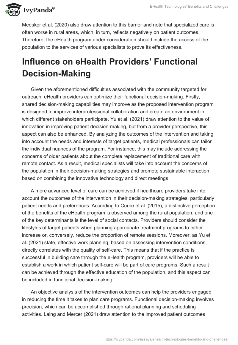 EHealth Technologies' Benefits and Challenges. Page 3