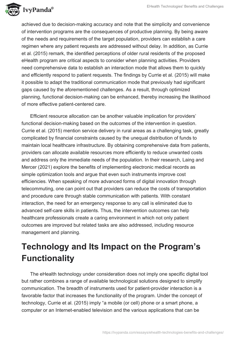 EHealth Technologies' Benefits and Challenges. Page 4