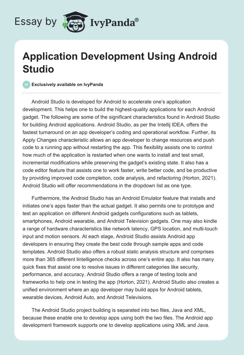 Application Development Using Android Studio. Page 1