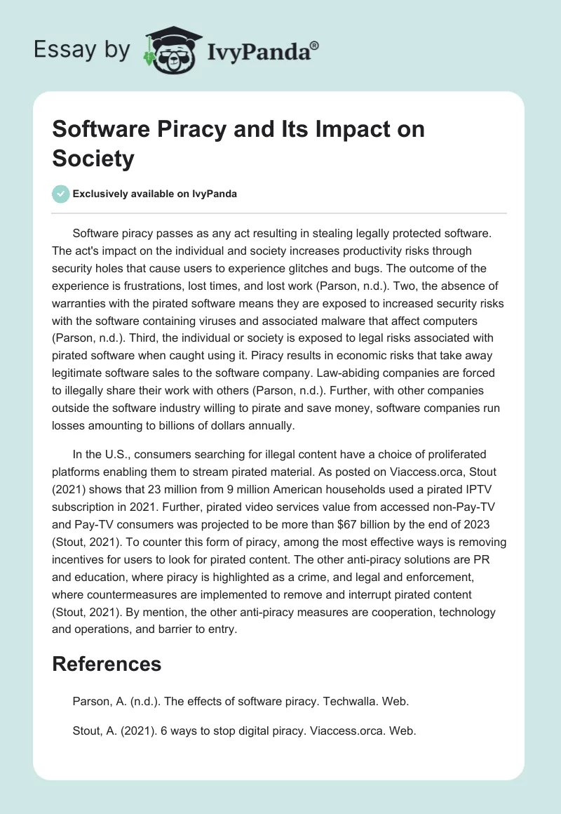 thesis statement about software piracy