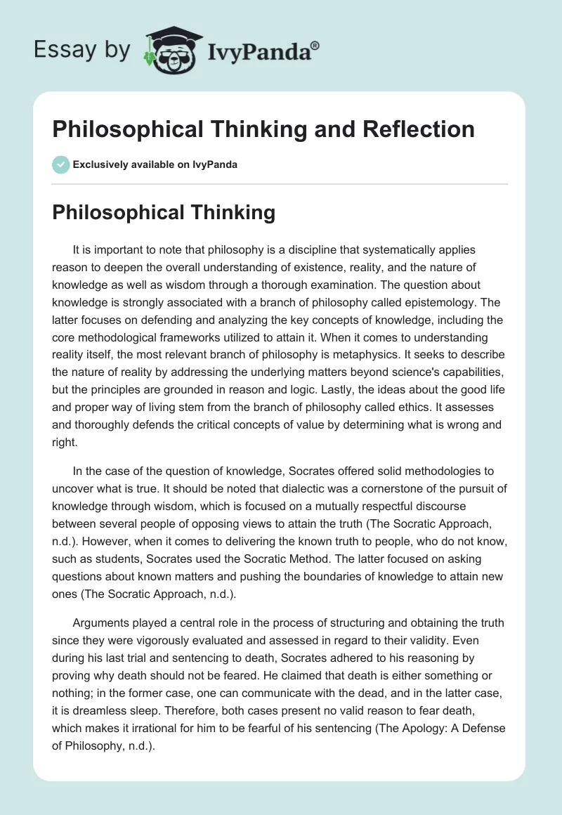 Philosophical Thinking and Reflection. Page 1