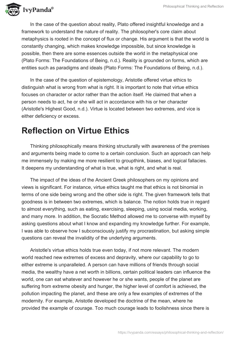Philosophical Thinking and Reflection. Page 2